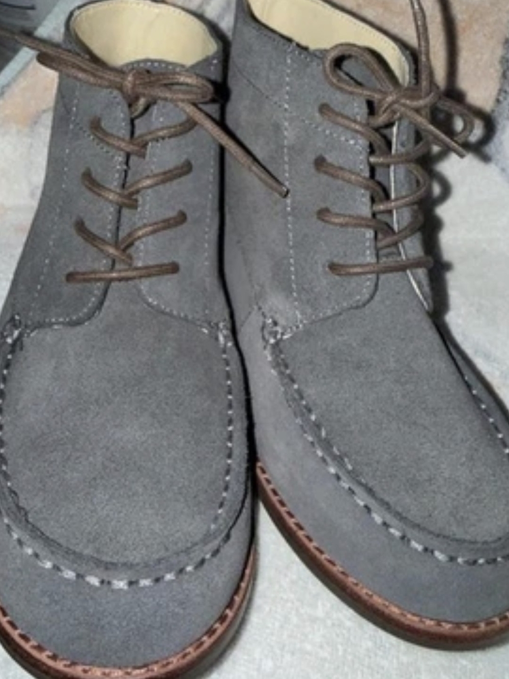 Janie And Jack Boot Boy size 4 Leather Suede Lace Up Ankle Shoes